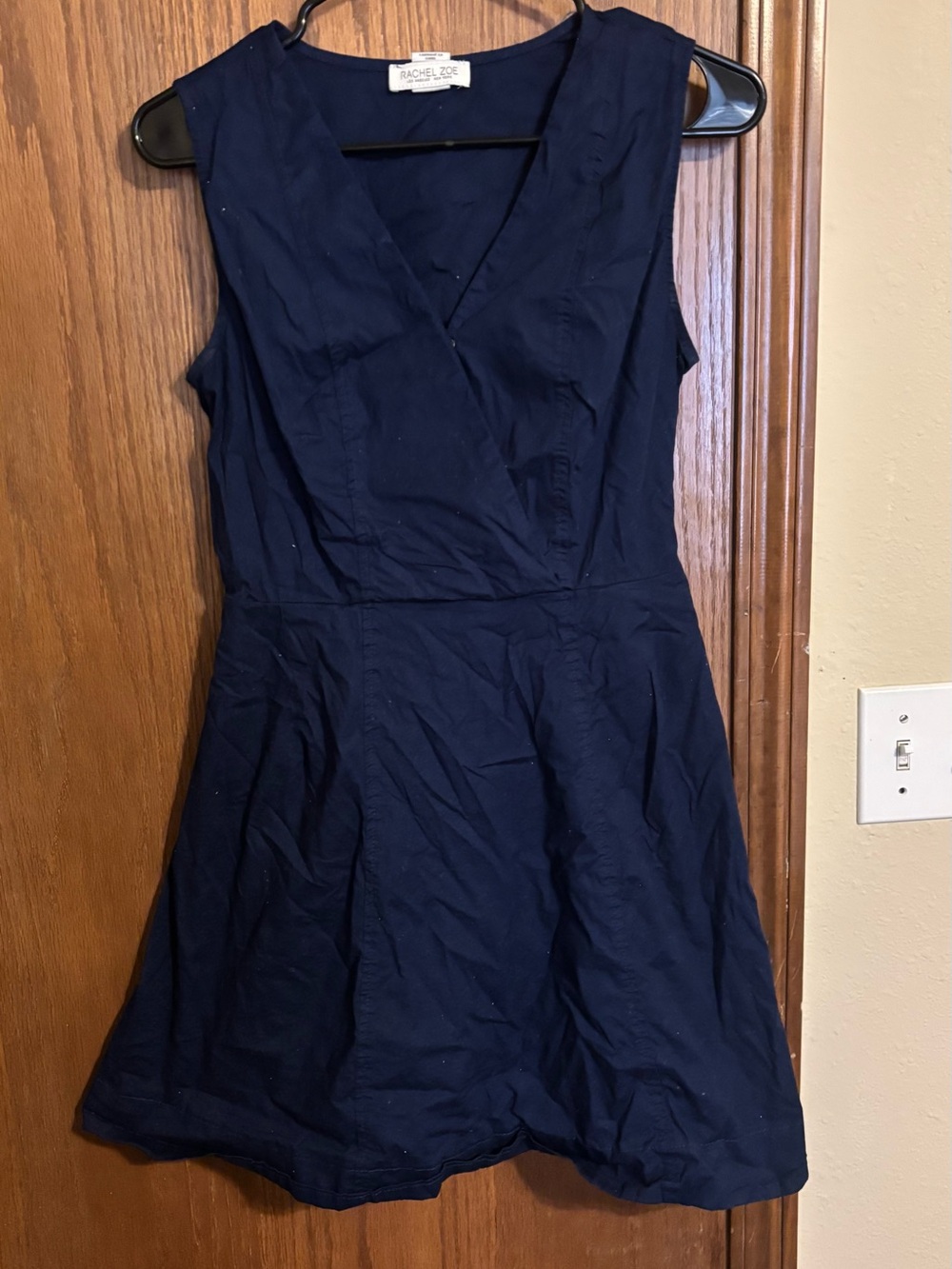 Rachel Zoe Dark Navy V-Neck Sleeveless Fit-and-Flare Dress